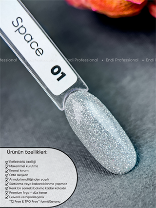 Kalıcı oje Işığı yansıtan serisi 15 ml Space 01