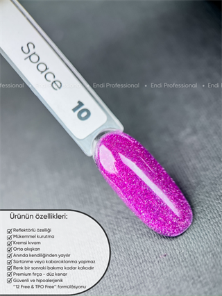 Kalıcı oje Işığı yansıtan serisi 15 ml Space 10