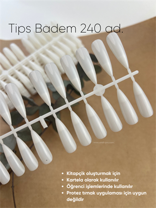 Pratik için tips, kitapçik için kartela 240 adet pakette Badem (6)