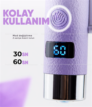 Profesyonel Mini UV/LED Tırnak Lambası 5W – Sensörlü, Type-C Şarjlı, Manyetik Standlı - Lila