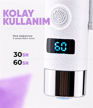 Profesyonel Mini UV/LED Tırnak Lambası 5W – Sensörlü, Type-C Şarjlı, Manyetik Standlı - Beyaz