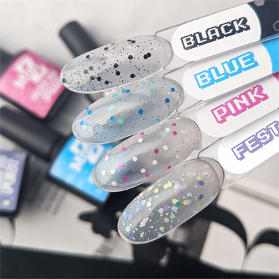 Renkli konfeti Pixie Fest top coat Parlak No wipe 9 ml