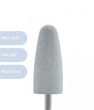 Silikon Parlatıcı Koni, 10mm Beyaz 180 grit