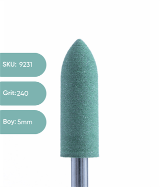 Silikon Parlatıcı Koni, 5mm Yeşil 240 grit