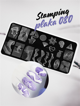 Stamping plakası nail art desen Lines 080