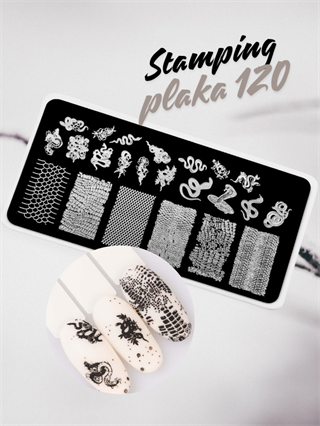 Stamping plakası nail art desen Snake 120