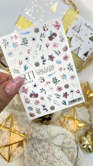 Stiker 108 Tırnak stiker Çiçek temalı