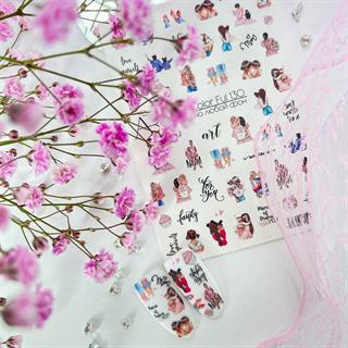 Stiker 130 Tırnak stiker Anne Kız temalı