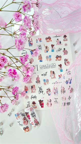 Stiker 130 Tırnak stiker Anne Kız temalı