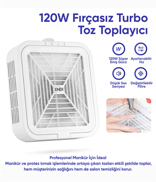 Toz Toplayıcı 120W Beyaz Süper Emme Gücü Fırçasız cihaz 2 yedek filtreli