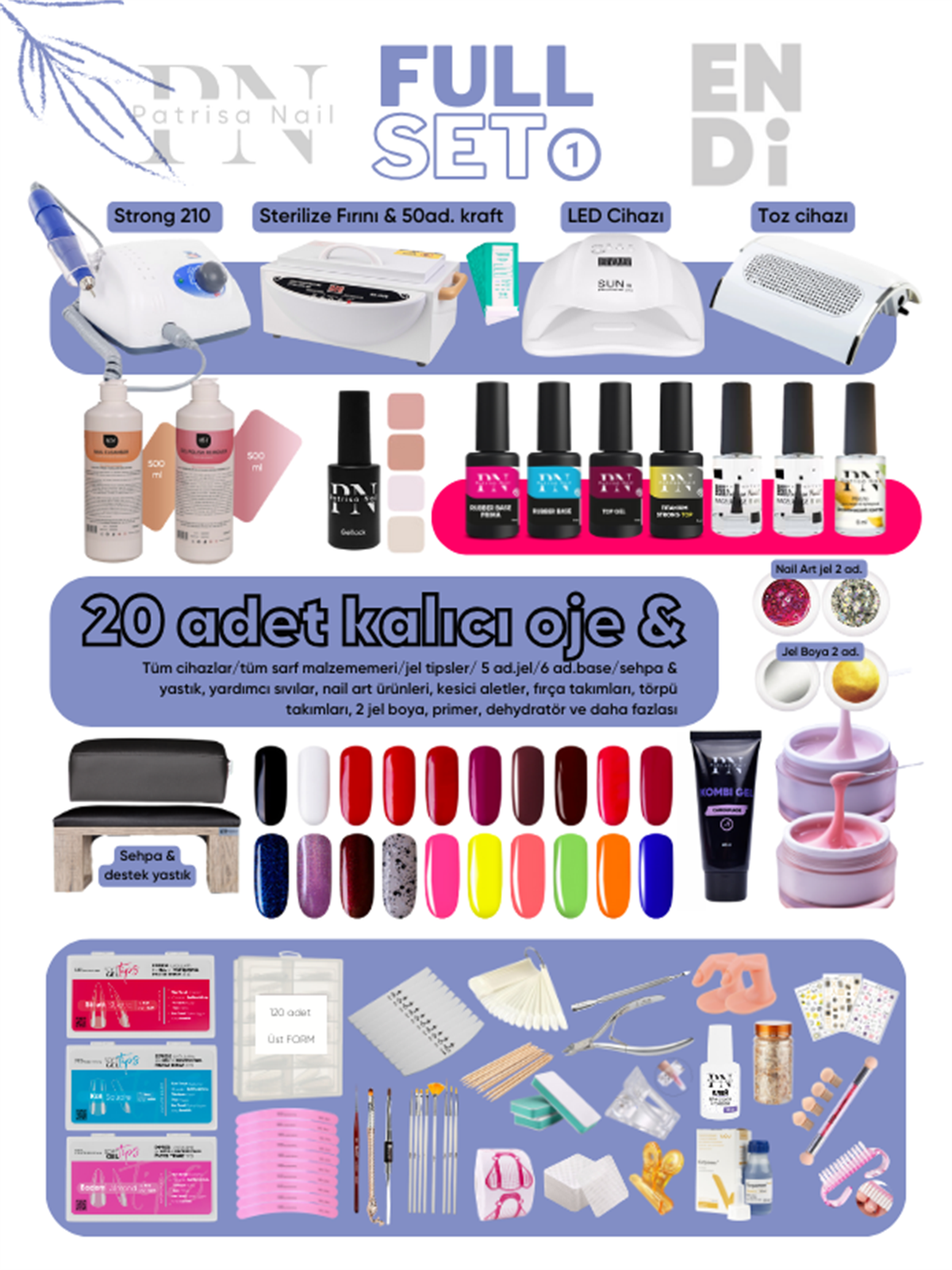 Full Set 1 Patrisa Nail + EndiEndi ProfessionalProfesyonel setlerFull Set 1 Patrisa Nail + Endi