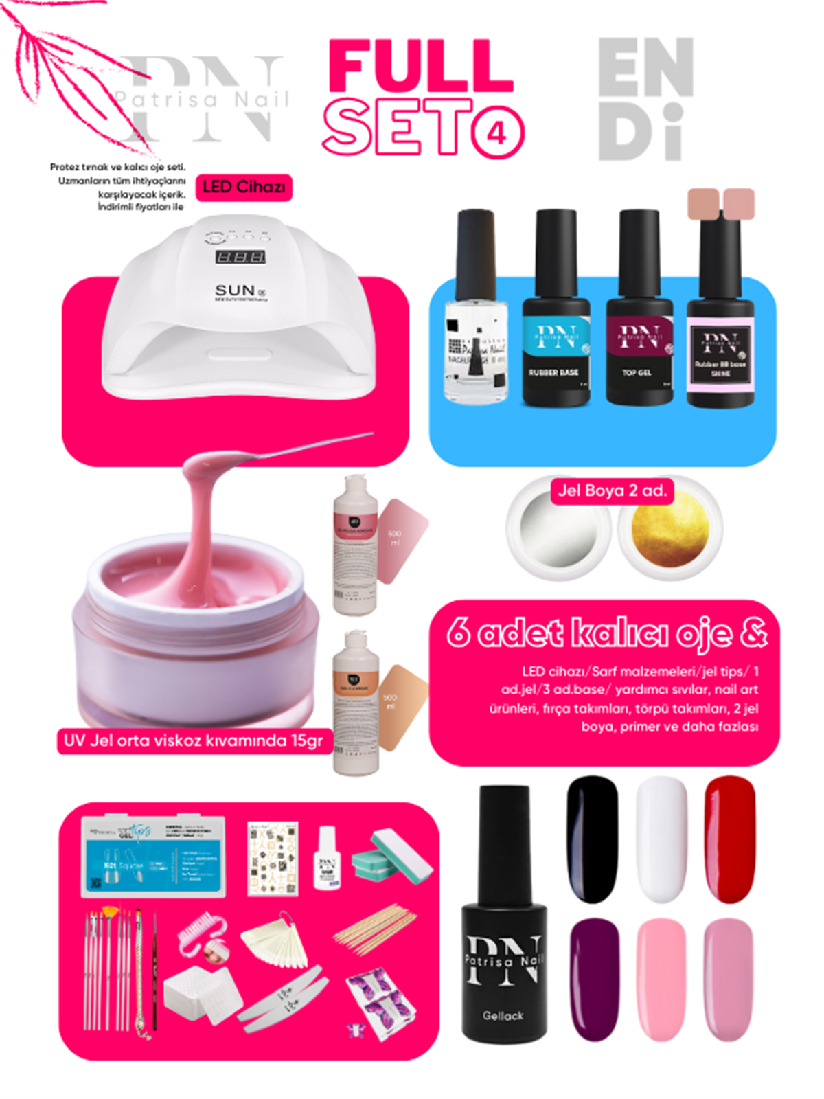 Full Set 4 Patrisa Nail + EndiEndi ProfessionalProfesyonel setlerFull Set 4 Patrisa Nail + Endi