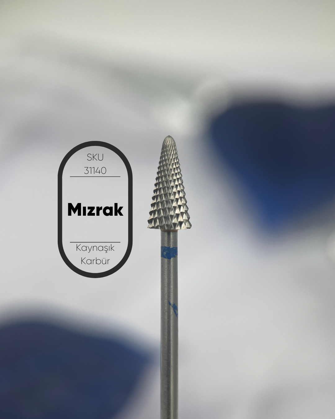 Karbür çelik frez başlık (Mavi) Sivri Mızrak 0,60 mmKmizKarbür BaşlıklarKarbür çelik frez başlık (Mavi) Sivri Mızrak 0,60 mm