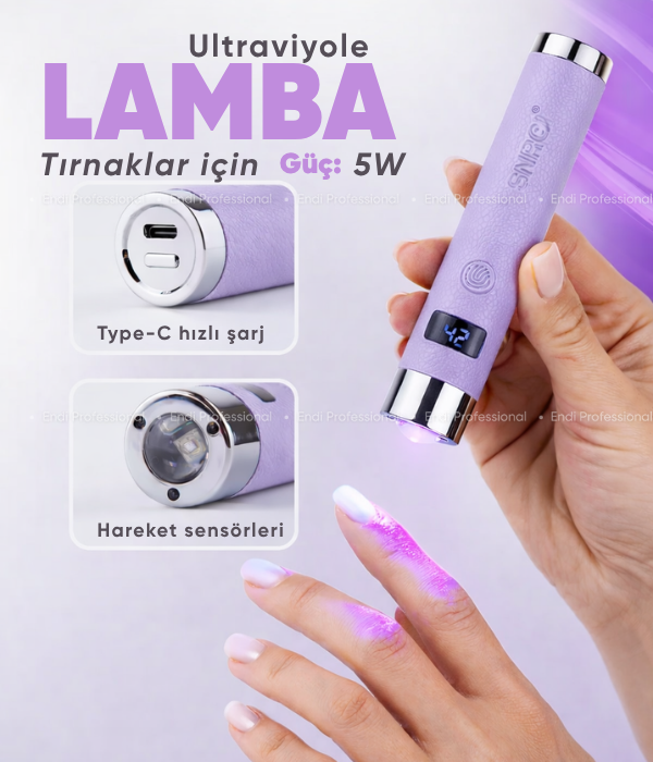 mini UV LED tırnak lambası, sensörlü tırnak lambası, şarjlı tırnak kurutucu, profesyonel mini nail lamp, tek tırnak kurutucu, nail art kurutucu, manyetik standlı tırnak lambası, Type-C şarjlı UV LED lamba, kalıcı oje kurutucu, jel oje kurutucu, portatif mEndi ProfessionalLED KurutucuProfesyonel Mini UV/LED Tırnak Lambası 5W – Sensörlü, Type-C Şarjlı, Manyetik Standlı - Lila