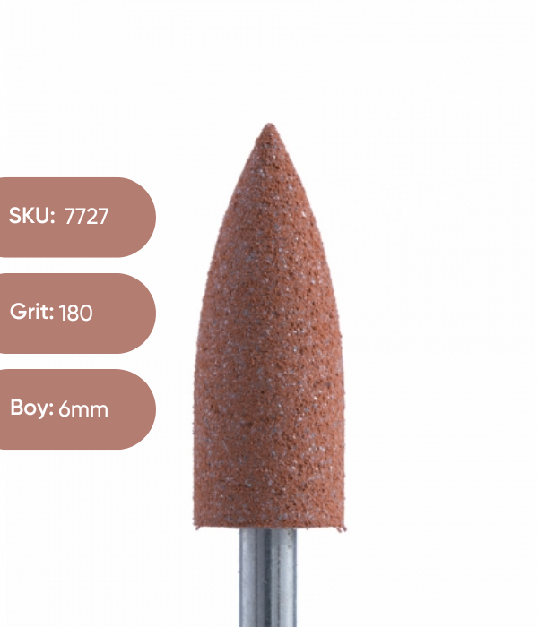 Elmas parlatıcı uç Kahve 180 gritEndi ProfessionalElmas ParlatıcılarSilikon Parlatıcı Koni, 6mm Kahve 180 grit