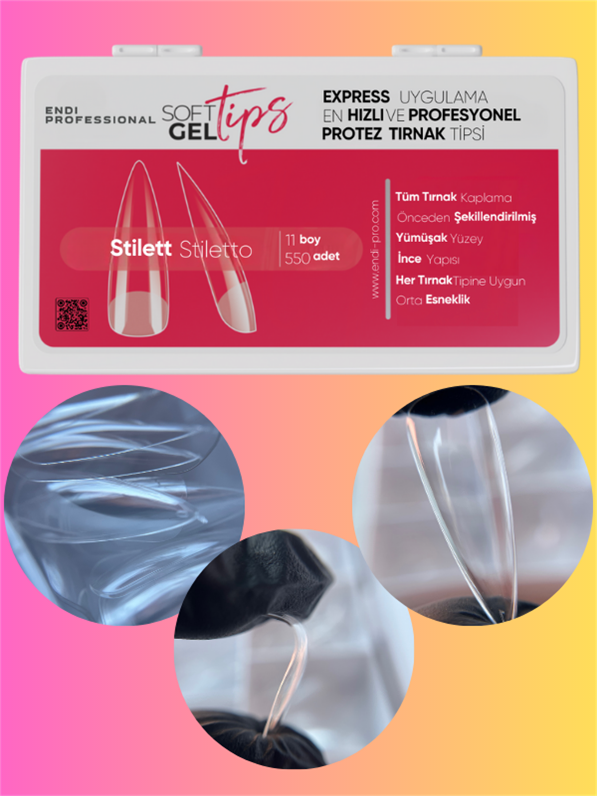 Yeni nesil jel tips 550 adet/pcs - Stilleto şeffafEndi ProfessionalGel - Jel Tips çeşitleriYeni nesil jel tips 550 adet/pcs - Stilleto şeffaf