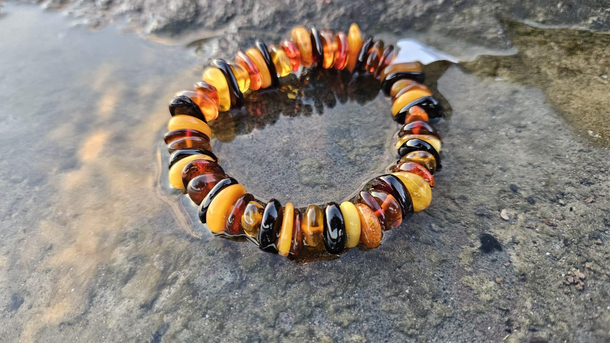 Kehribar Bileklik Yetişkin Multicolor Chips Unisex