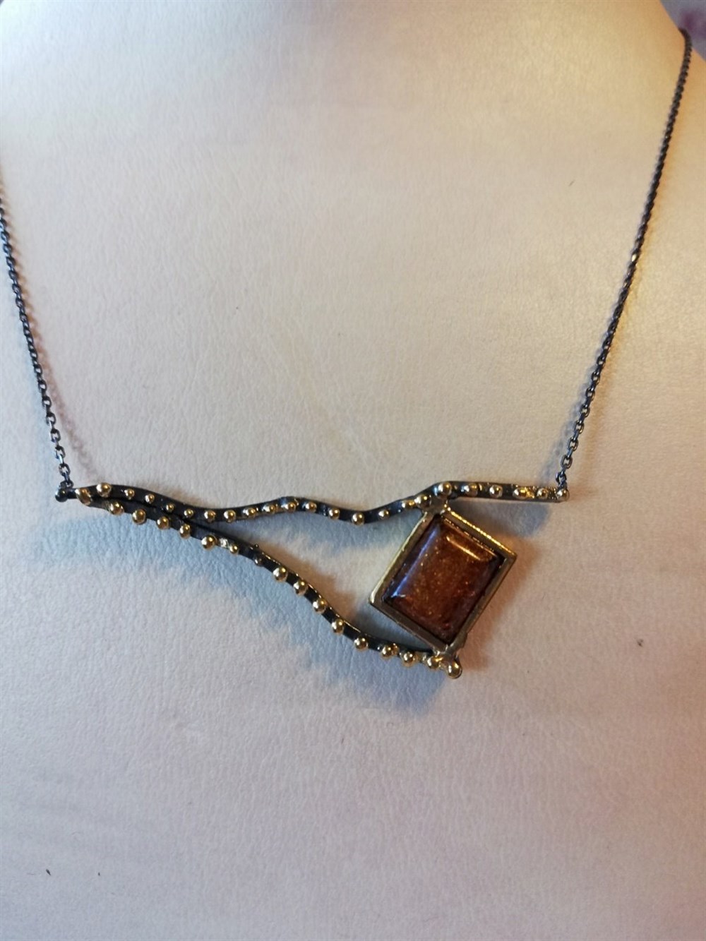 Kehribar Kolye Gümüş-Bahar8