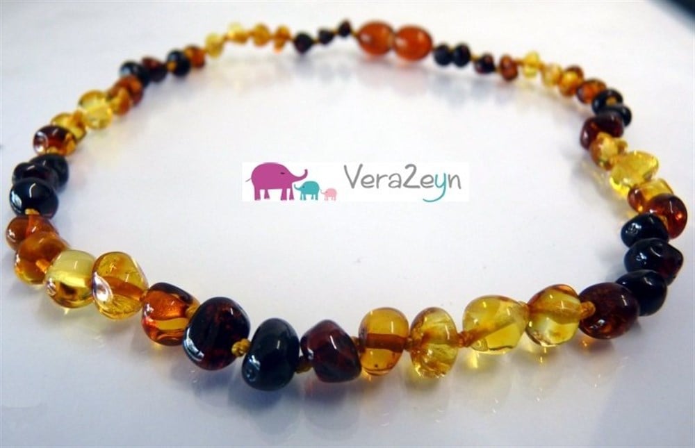 Kehribar Kolye Yetişkin 3 Cognac & 3 Cherry
