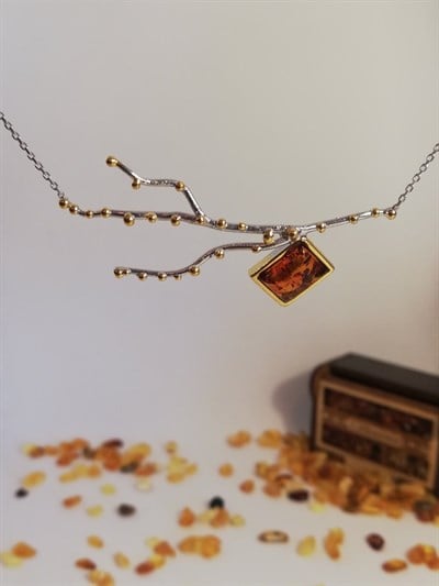 Kehribar Kolye Gümüş Amber-Bahar6