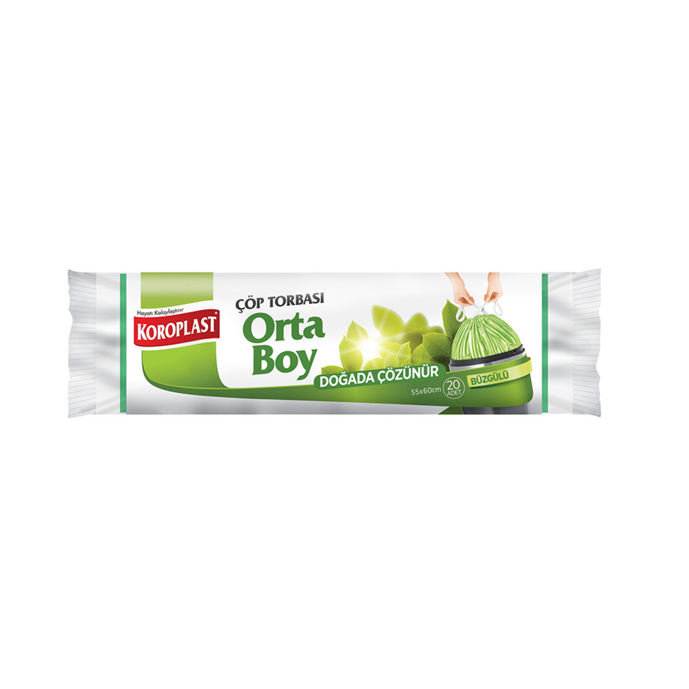 Koroplast Doğada Çözünür Büzgülü Orta Boy Çöp Torbası 55X60 Cm