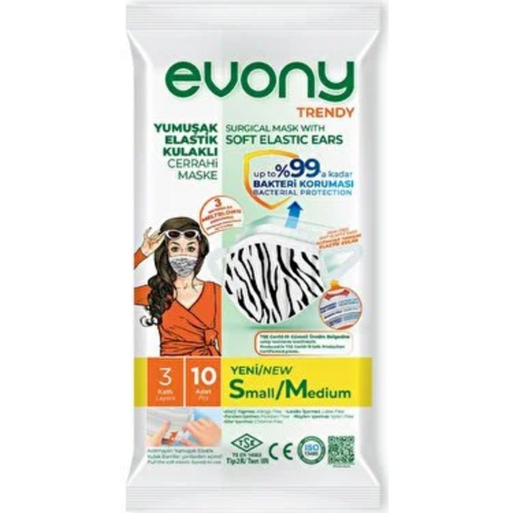 Evony Trendy 3 Katlı Yeni Nesil Cerrahi Maske 10Lu