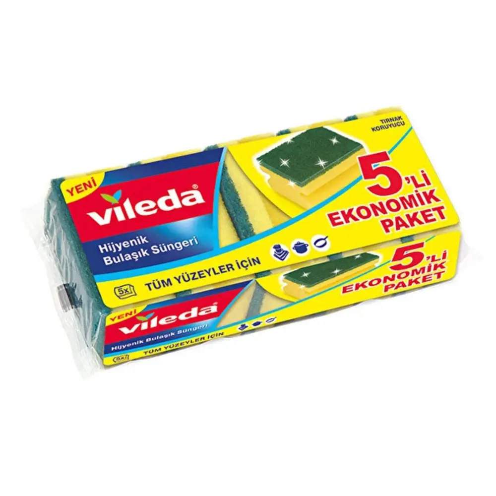 Vileda Sünger Yeşil Oluklu 5li