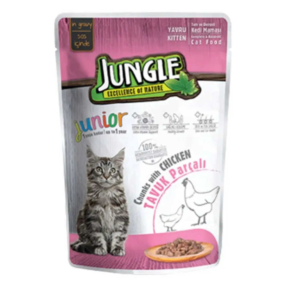 Jungle Parçalanmış Tavuk Etli Yavru Kedi Maması 100 G
