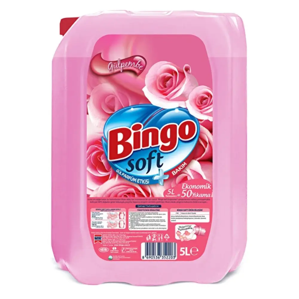 Bingo Soft Gülpembe Çamaşır Yumşatıcısı 5 L