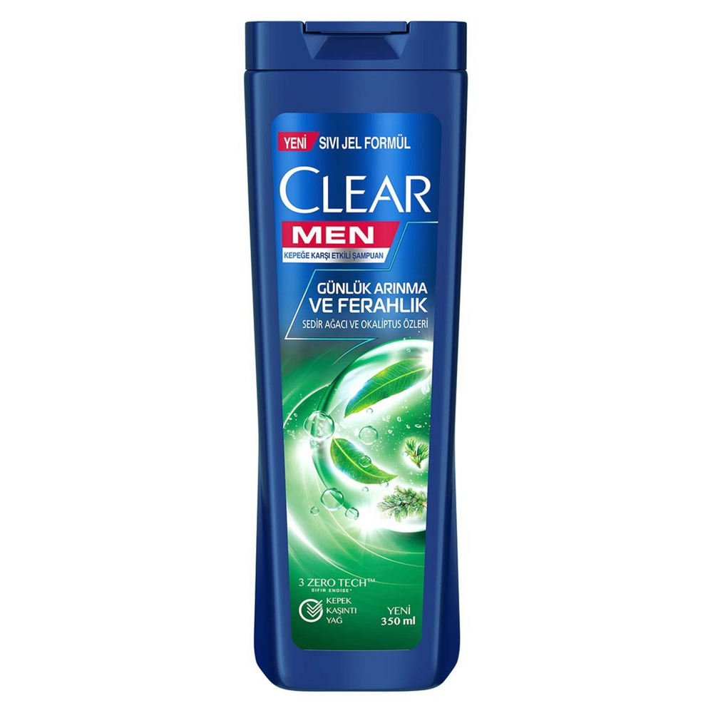 Clear Men Şampuan Kepeğe Karşı Etkili Günlük Arınma ve Ferahlık Sedir Ağacı ve Okaliptus Özleri 350 Ml
