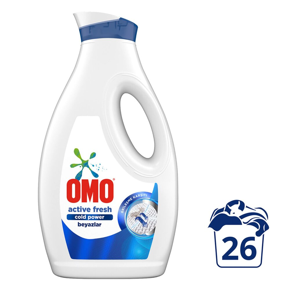 Omo Active Fresh Beyazlar İçin Sıvı Çamaşır Deterjanı 26 Yıkama 1690 Ml