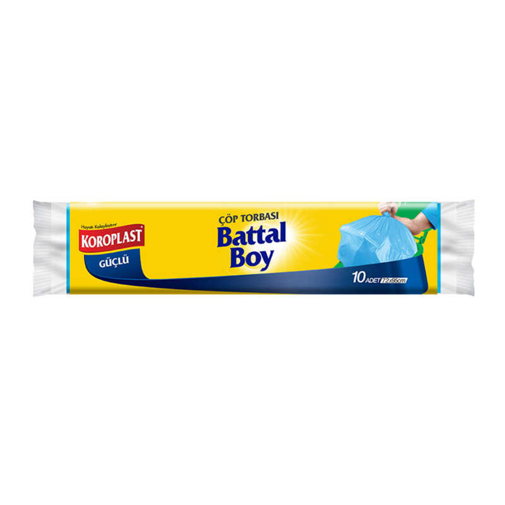 Koroplast Güçlü Çöp Torbası Battal Boy Mavi 72x95cm 10'Lu