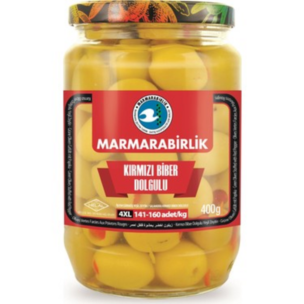 Marmara Birlik Yeşil Zeytin Biber Dolgulu 400 G