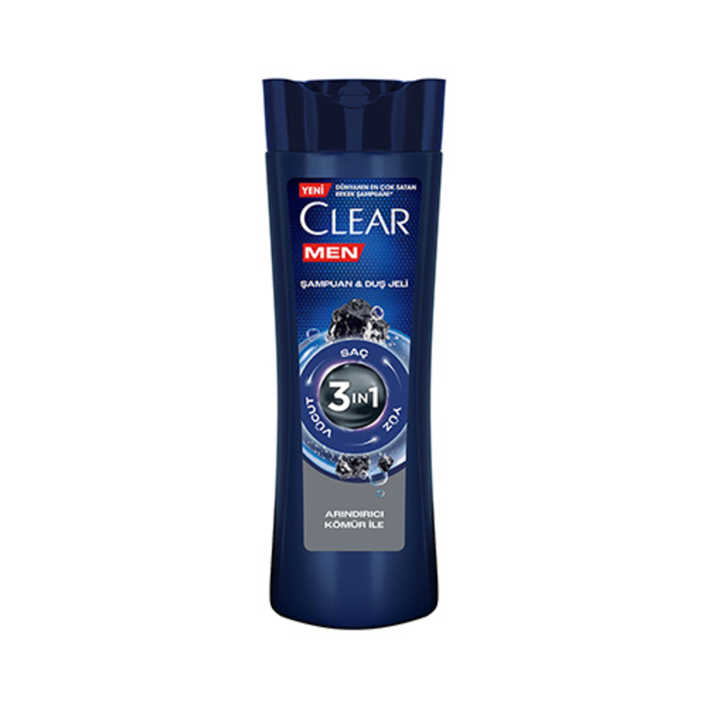 Clear Men 3 in 1 Arındırıcı Kömür Şampuan Duş Jeli 350 Ml