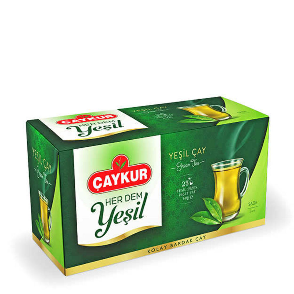Çaykur Yeşil Çay Bardak Süzen Poşet Sade 40 Gr