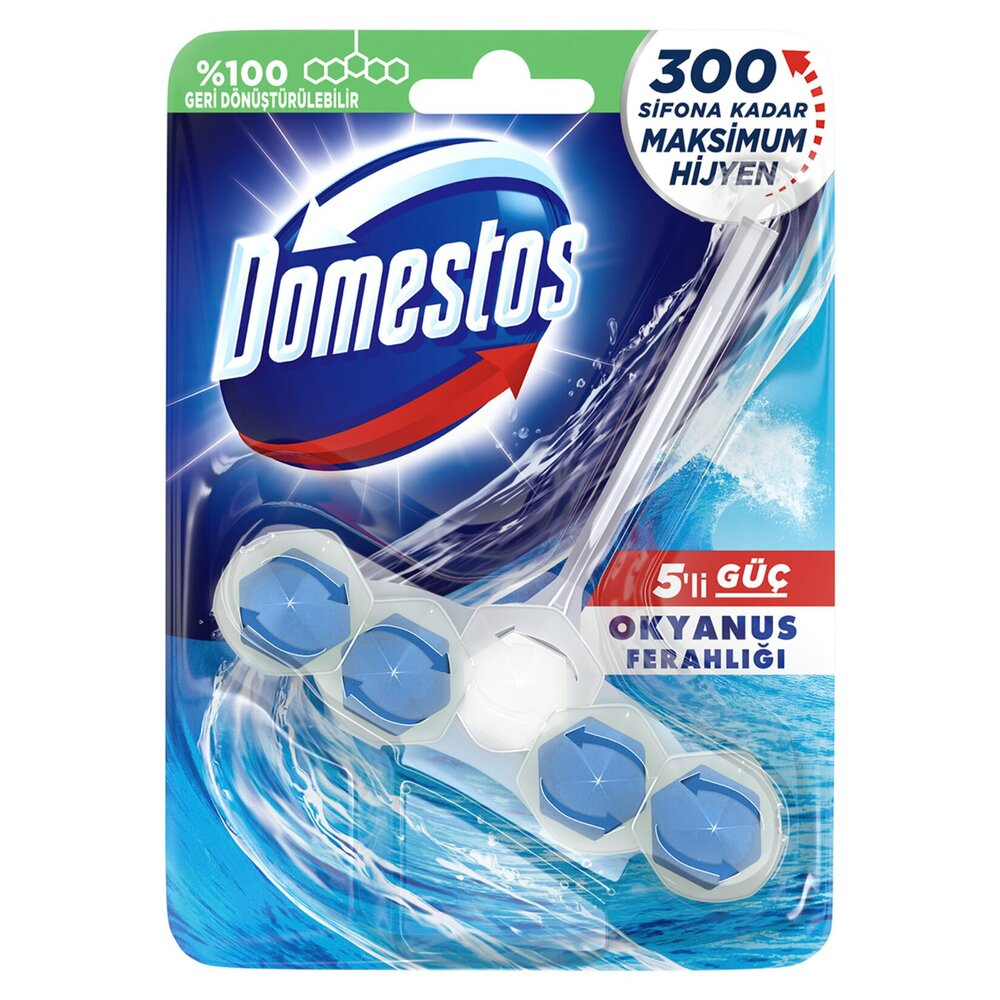 Domestos WC Blok 5'li Güç Tuvalet Bloğu Okyanus Ferahlığı Maksimum Hijyen 50 G