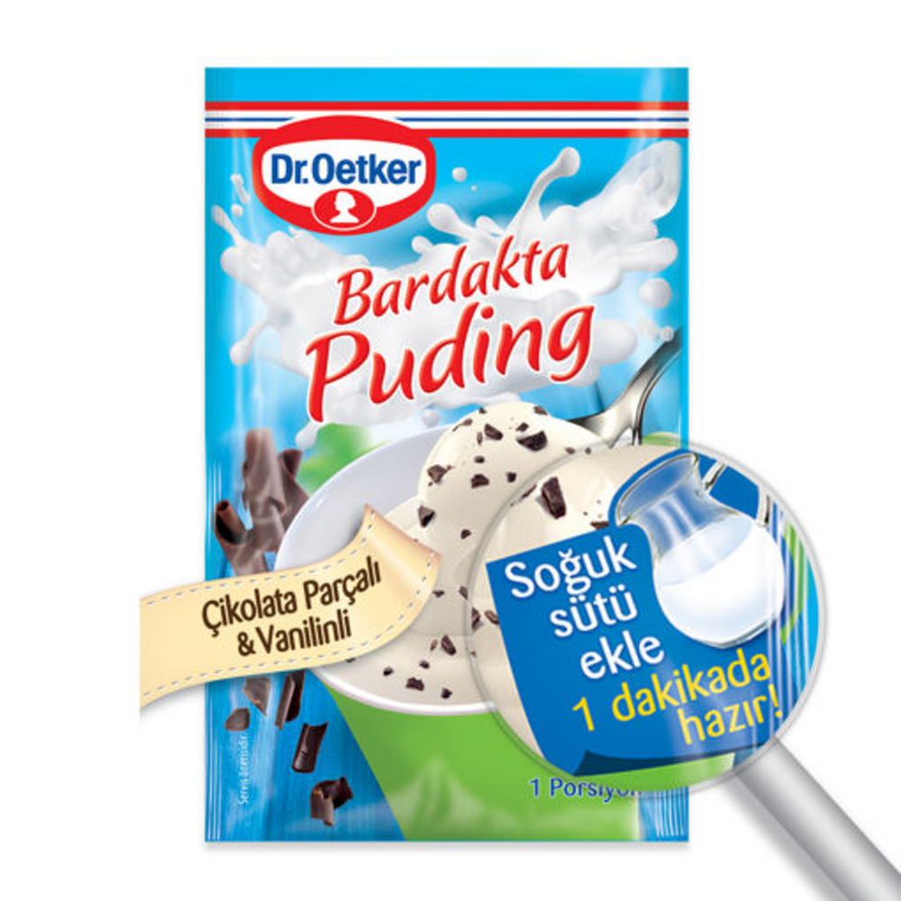 Dr.Oetker Bardakta Puding Çikolata Parçalı-Vanilin 34 G