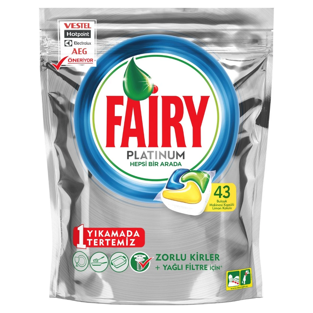 Fairy Platinum 43 Yıkama Bulaşık Makinesi Deterjanı Kapsülü Limon Kokulu