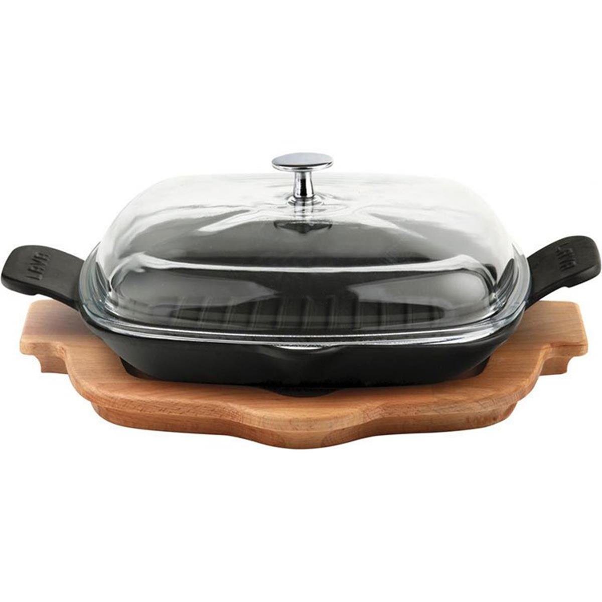 Lava Ahşap Altlıklı Cam Kapaklı Izgara Tava 26x26 cmIzgara TavalarıLavaAhşap Altlıklı Cam Kapaklı Izgara Tava