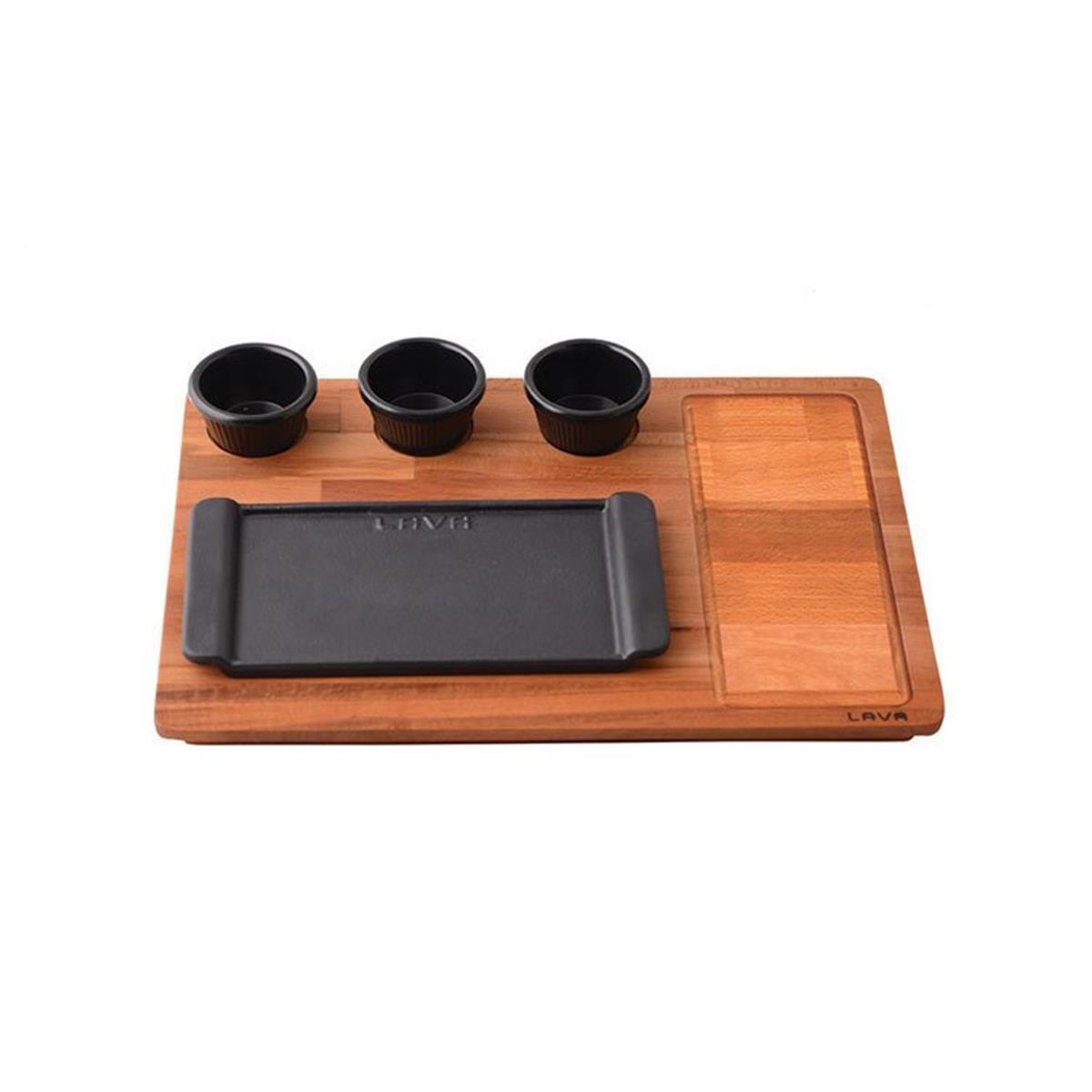 Lava Ahşap Altlıklı Dikdörtgen Servis Tabağı 13x25 cmFajita, Hotplate ve Döküm TabaklarLavaAhşap Altlıklı Dikdörtgen Servis Tabağı