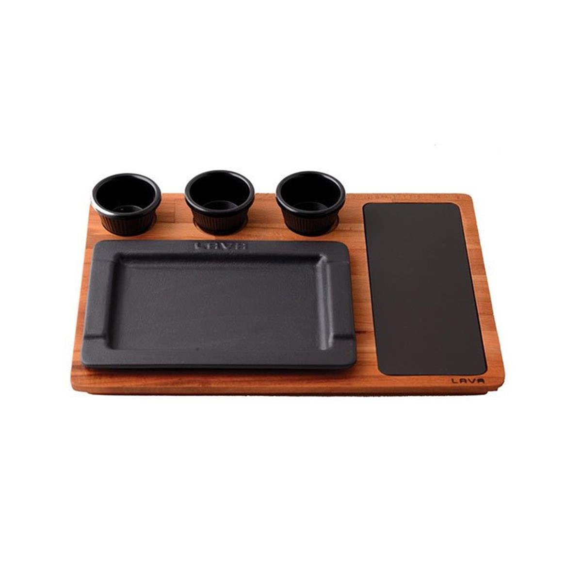 Lava Ahşap Altlıklı Dikdörtgen Servis Tabağı ve Porselen Tabaka 16x25 cmFajita, Hotplate ve Döküm TabaklarLavaAhşap Altlıklı Dikdörtgen Servis Tabağı ve Porselen Tabaka