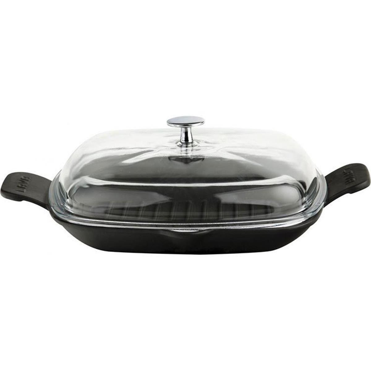 Cam Kapaklı Döküm Demir Izgara Tava 26x26 cmIzgara TavalarıLavaCam Kapaklı Döküm Demir Izgara Tava