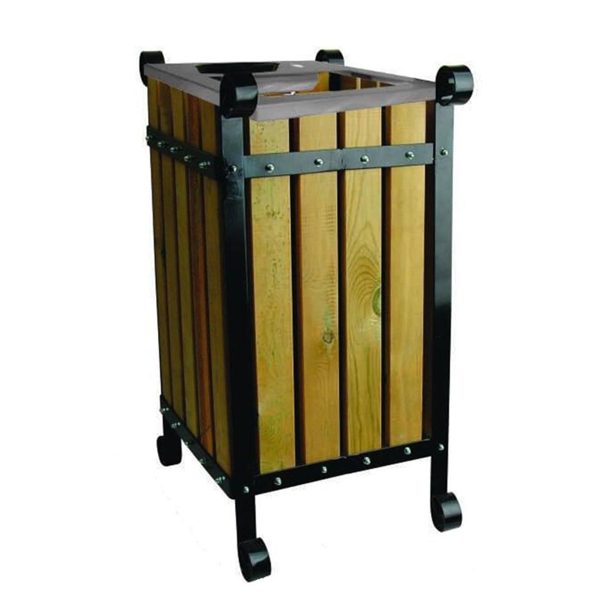 Arı Metal | Çöp Kovası Ahşaplı Kare KapaklıBahçe Çöp KovalarıArı MetalÇöp Kovası Ahşaplı Kare