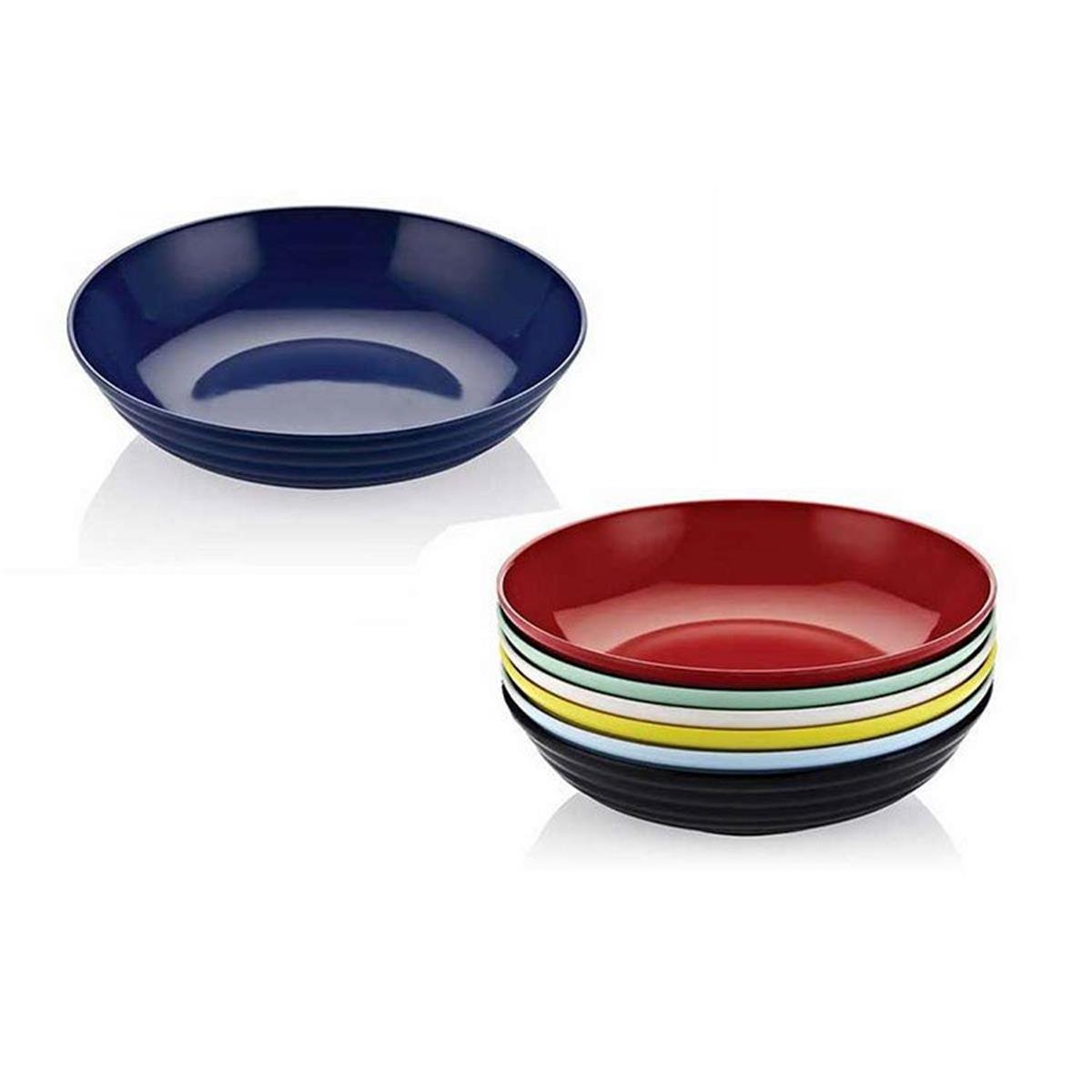 Biradlı Renkli Melamin Yuvarlak Tabak 44x10 cmMelaminBiradlıRenkli Melamin Yuvarlak Tabak