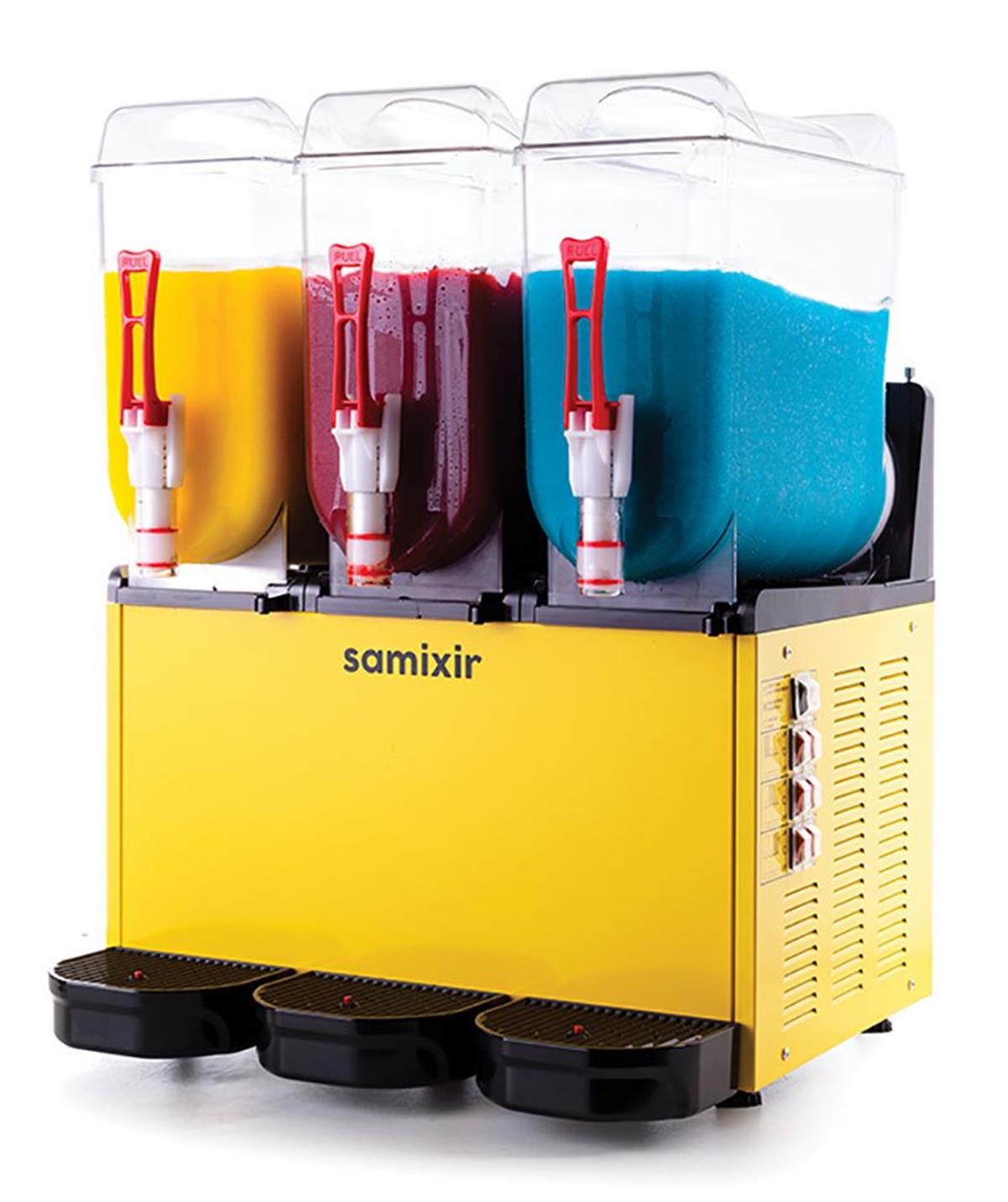 Samixir | Slush Triple Meyve Suyu Dispenseri Üç Bölmeli Sarı SLUSH36.YDispenserlerSamixirSlush Triple Meyve Suyu Dispenseri Üç Bölmeli Sarı SLUSH36.Y