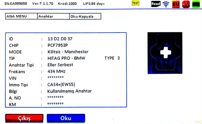 IEA BMW F SERİSİ 4 BUTON HITAG PRO 433MHZ