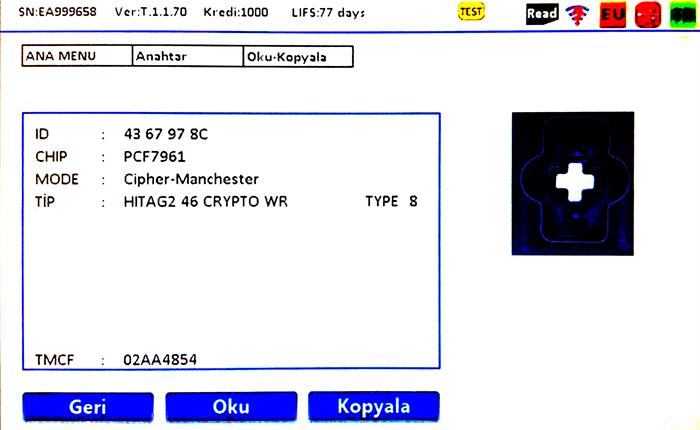 IEA CHRYSLER FOBIK  ID46 PCF7961 433MHZ