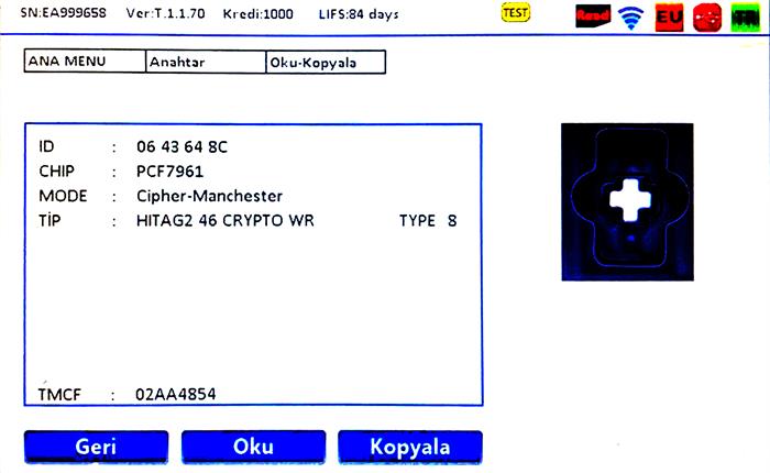 IEA CHRYSLER FOBİK  ID46 PCF7961 433MHZZ