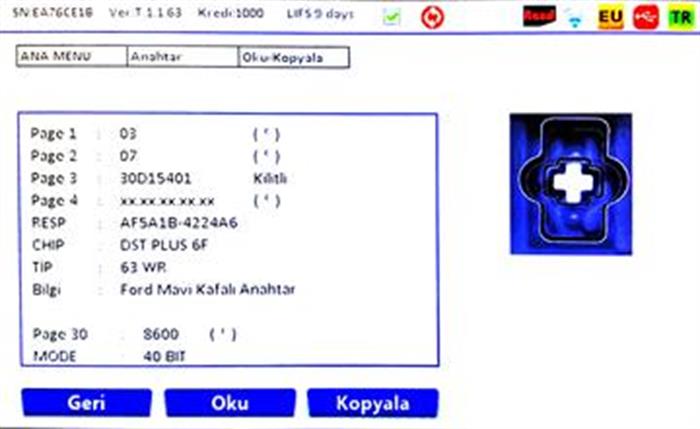 İEA FORD TRANSIT 3BT DST PLUS 63F TIP63 434MHZ KUMANDA