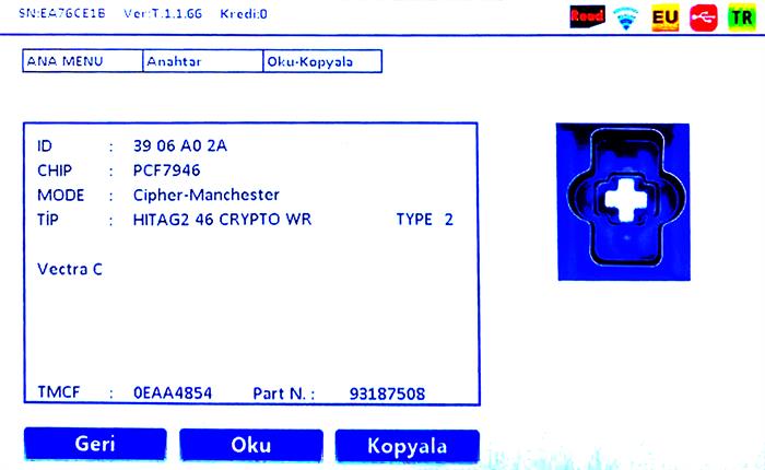 IEA OPEL VECTRA C 3 BUTON SUSTALI KUMANDA DELPHİ 46 CRYPTO HİTAG 2
